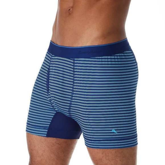 2 Pack Tommy Bahama Mesh Tech Boxer Briefs Underwear $58 Navy Stripes & White - Picture 2 of 16